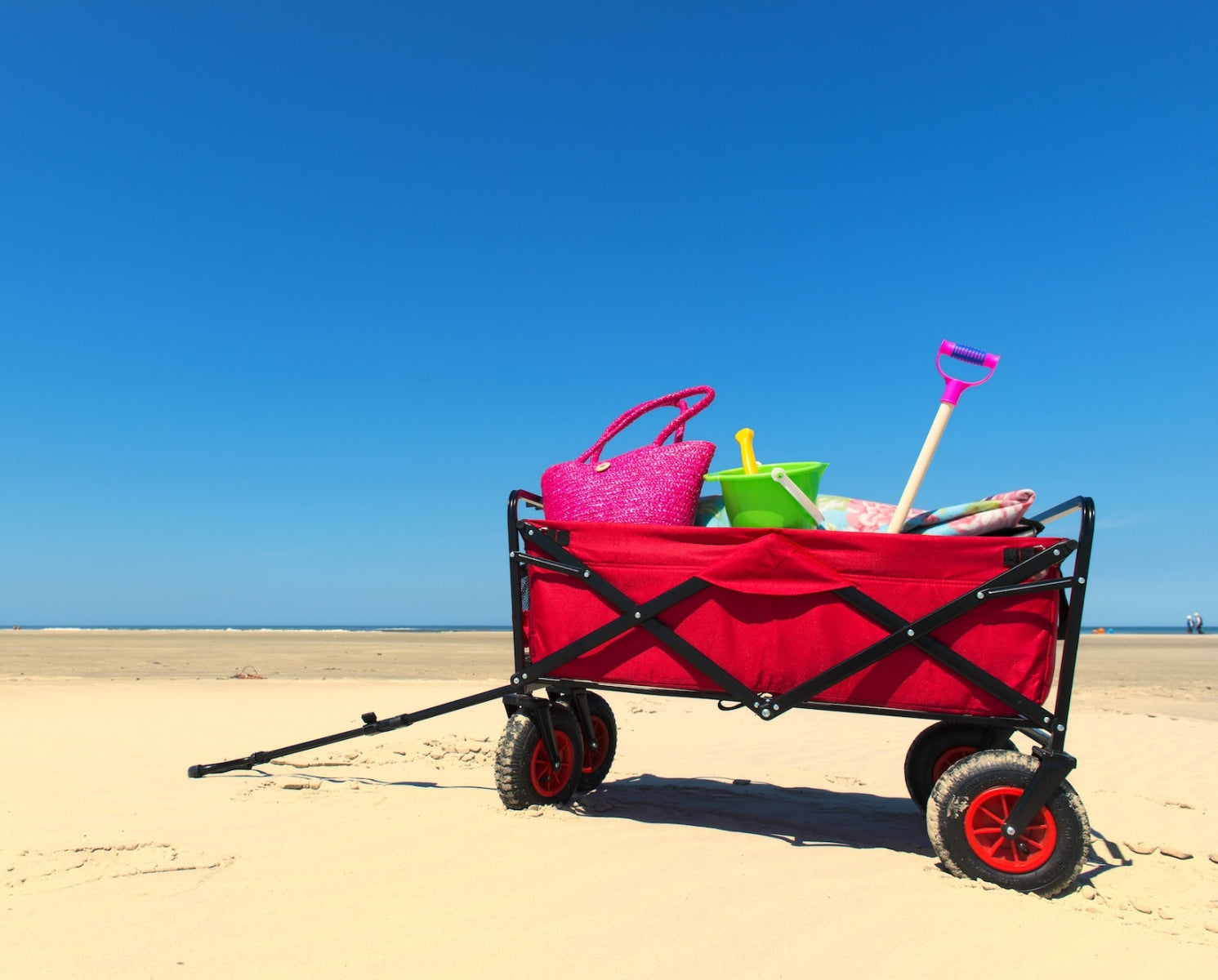 Wagon full of beach supplies